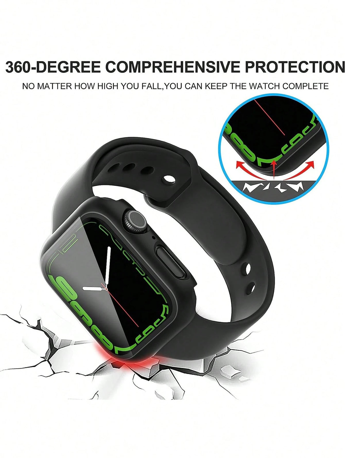6pcs PC + Tempered Glass Integrated Watch Case, Anti-Drop Fashion Casual Protective Cover, Compatible With Apple Watch 38/40/41/42/44/45/46/49mm, Compatible With Apple Watch Ultra/SE Series 11/10/9/8