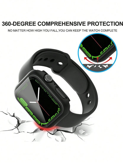 6pcs PC + Tempered Glass Integrated Watch Case, Anti-Drop Fashion Casual Protective Cover, Compatible With Apple Watch 38/40/41/42/44/45/46/49mm, Compatible With Apple Watch Ultra/SE Series 11/10/9/8