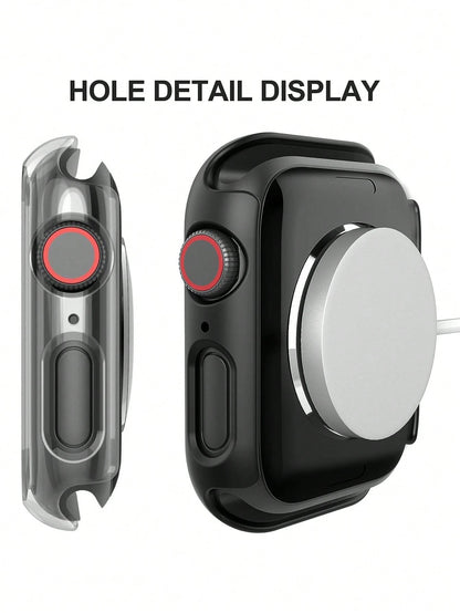 6pcs PC + Tempered Glass Integrated Watch Case, Anti-Drop Fashion Casual Protective Cover, Compatible With Apple Watch 38/40/41/42/44/45/46/49mm, Compatible With Apple Watch Ultra/SE Series 11/10/9/8