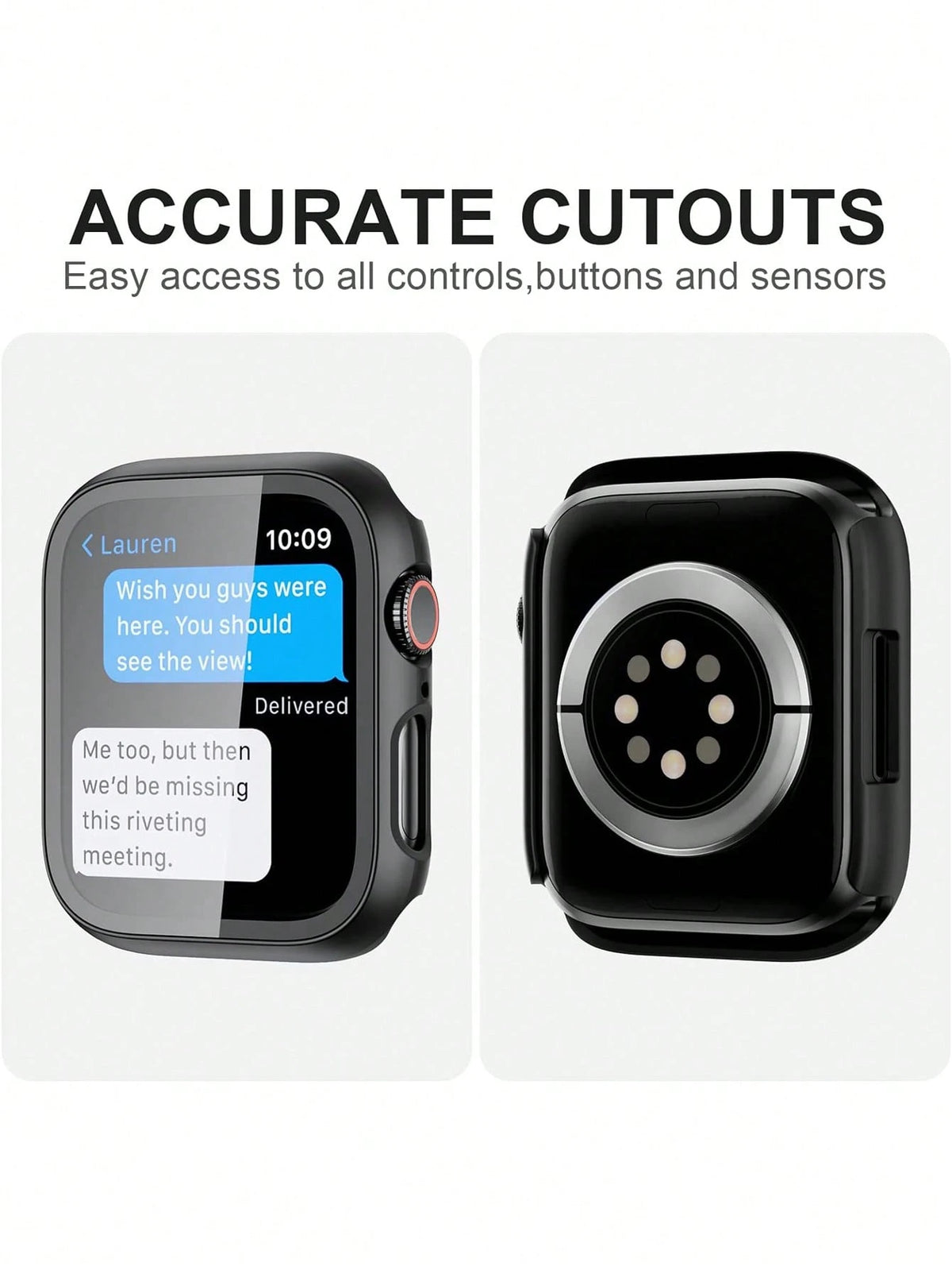 6pcs PC + Tempered Glass Integrated Watch Case, Anti-Drop Fashion Casual Protective Cover, Compatible With Apple Watch 38/40/41/42/44/45/46/49mm, Compatible With Apple Watch Ultra/SE Series 11/10/9/8