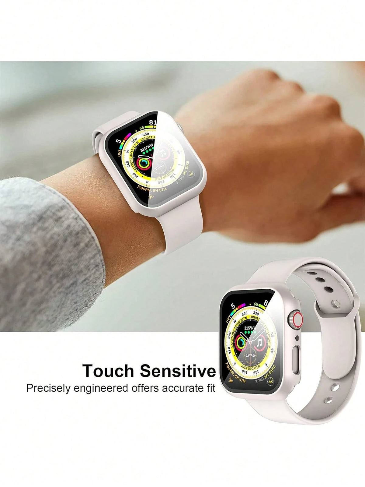 6pcs PC + Tempered Glass Integrated Watch Case, Anti-Drop Fashion Casual Protective Cover, Compatible With Apple Watch 38/40/41/42/44/45/46/49mm, Compatible With Apple Watch Ultra/SE Series 11/10/9/8