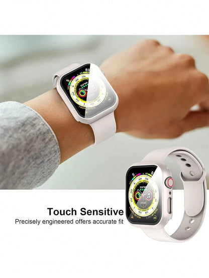 6pcs PC + Tempered Glass Integrated Watch Case, Anti-Drop Fashion Casual Protective Cover, Compatible With Apple Watch 38/40/41/42/44/45/46/49mm, Compatible With Apple Watch Ultra/SE Series 11/10/9/8