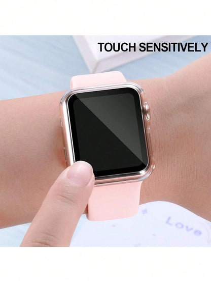 6pcs PC + Tempered Glass Integrated Watch Case, Anti-Drop Fashion Casual Protective Cover, Compatible With Apple Watch 38/40/41/42/44/45/46/49mm, Compatible With Apple Watch Ultra/SE Series 11/10/9/8