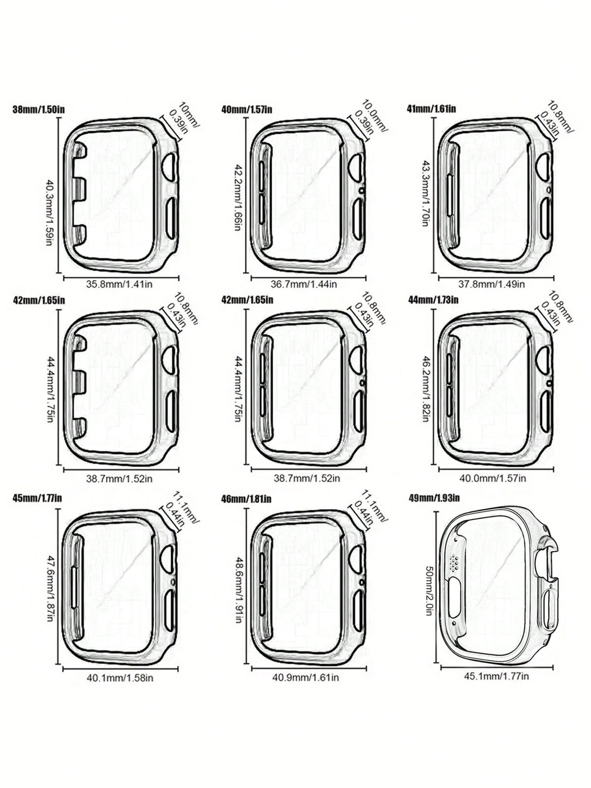 6pcs PC + Tempered Glass Integrated Watch Case, Anti-Drop Fashion Casual Protective Cover, Compatible With Apple Watch 38/40/41/42/44/45/46/49mm, Compatible With Apple Watch Ultra/SE Series 11/10/9/8