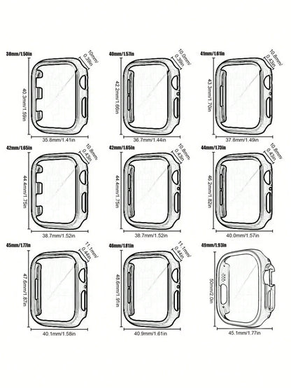 6pcs PC + Tempered Glass Integrated Watch Case, Anti-Drop Fashion Casual Protective Cover, Compatible With Apple Watch 38/40/41/42/44/45/46/49mm, Compatible With Apple Watch Ultra/SE Series 11/10/9/8