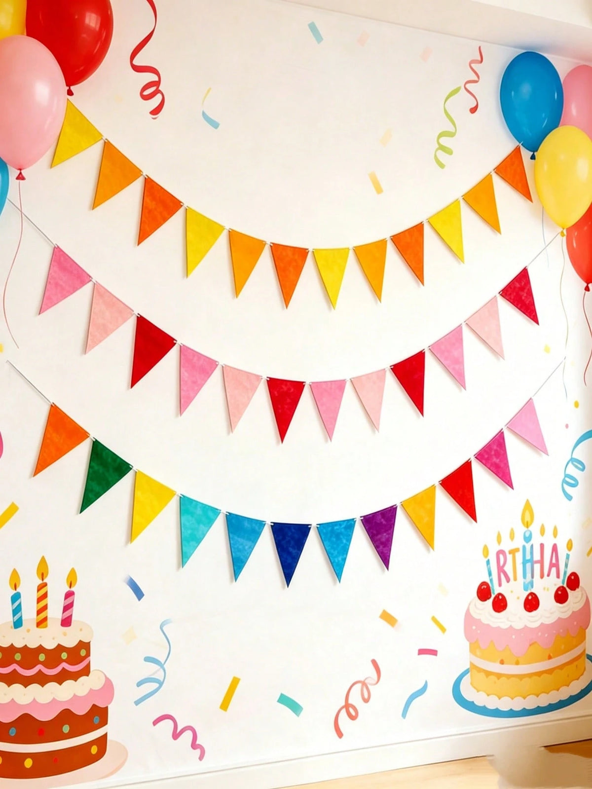 6pcs Rainbow Party Decoration Set, Birthday Scene Decoration Ribbons And Streamers, Living Room Ceiling Hanging Decor, Suitable For Wedding Party And Luxury Birthday Party Hanging Decoration