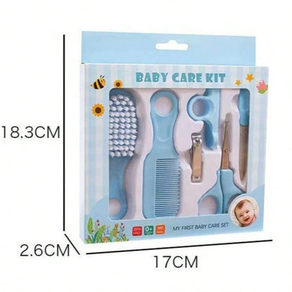 6pcs/Set Blue & Pink Baby Cleaning Kit Care Product Set For Nails And Hair, Including Beauty Brush Comb And Nail Clipper Set For Home Use