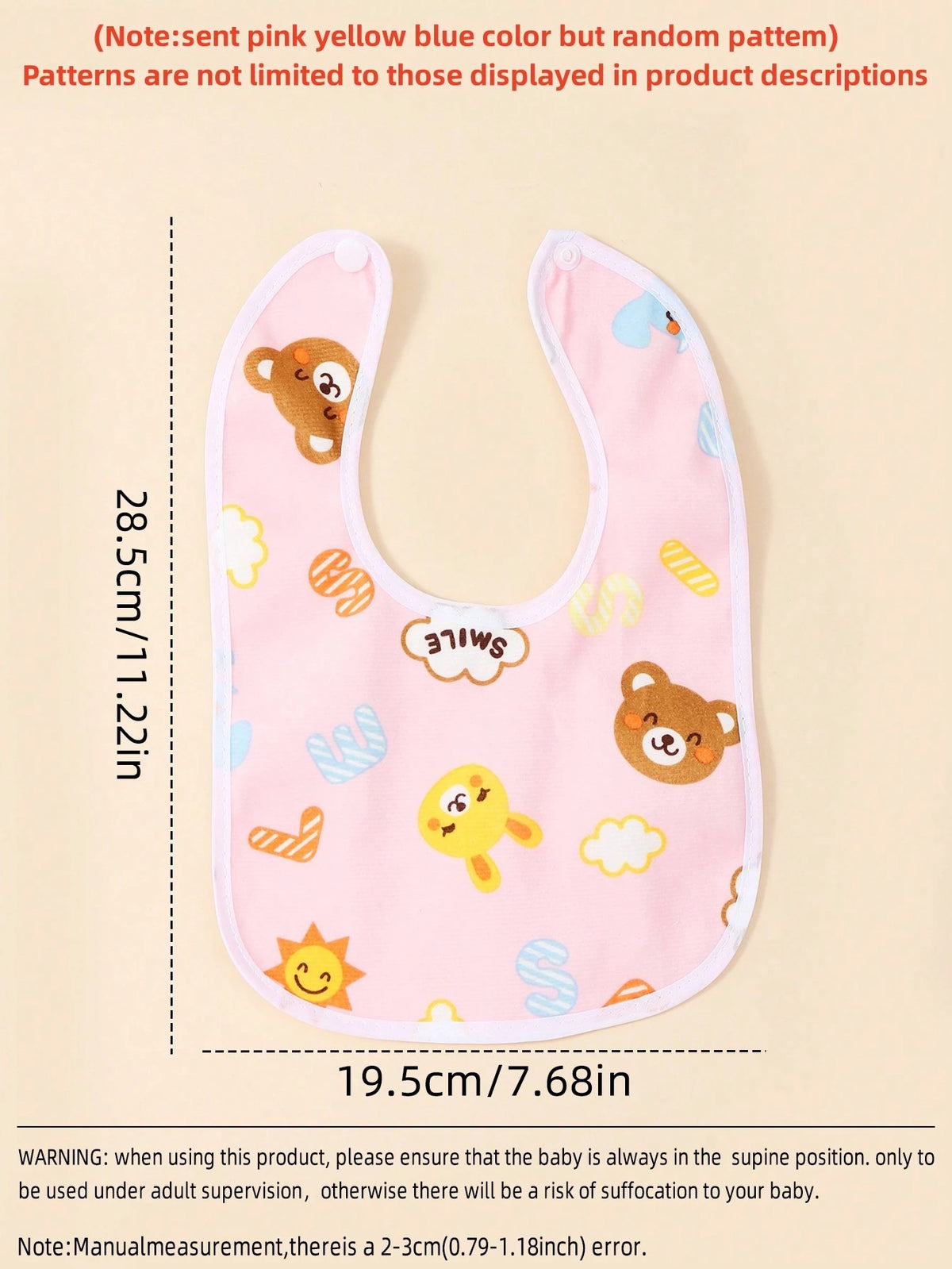 6pcs/Set Random Pattern Crystal Velvet U-Shaped Baby Bibs, Infant Feeding Burp Cloths
