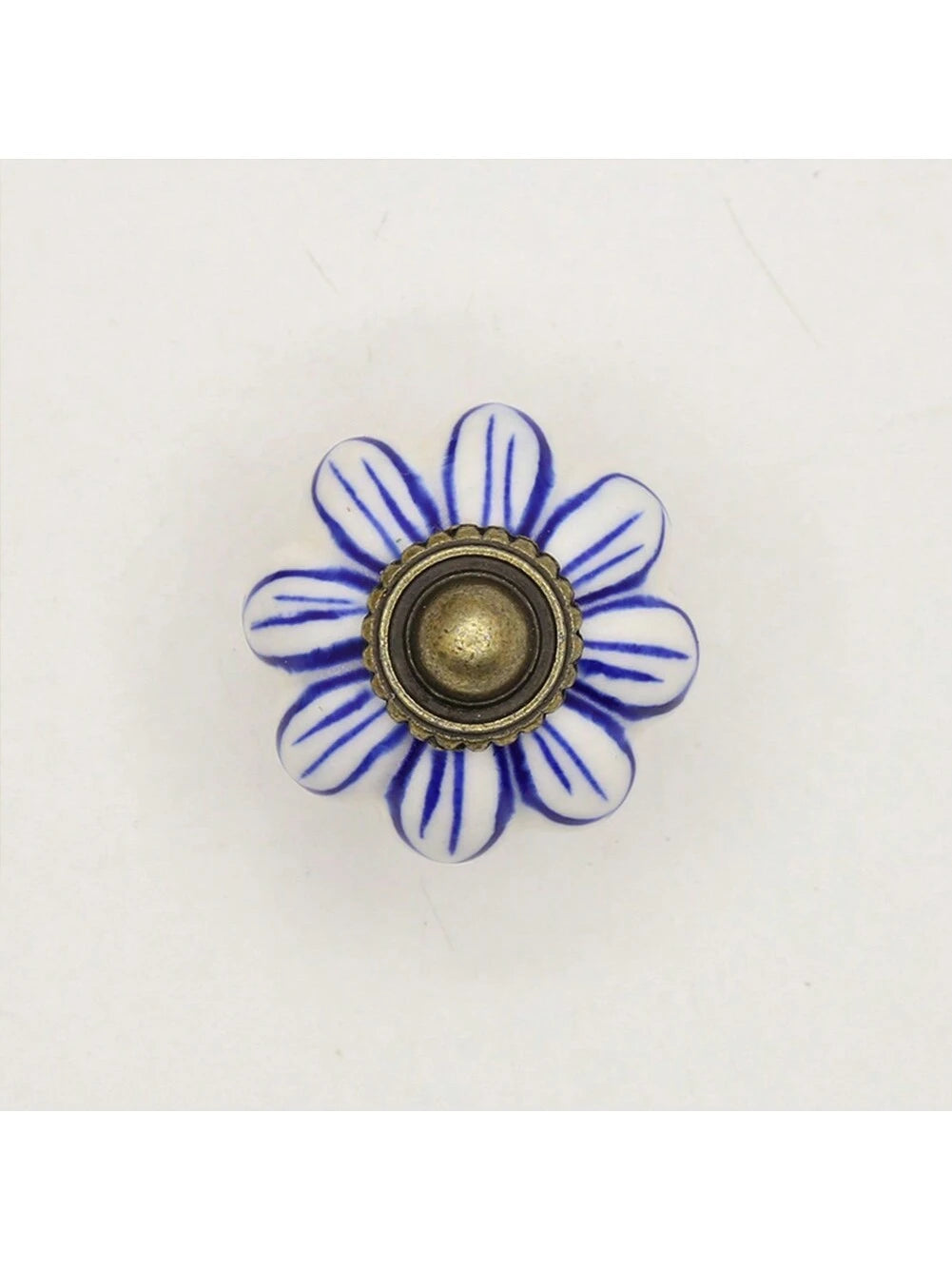 6pcs Vintage Ceramic Knob, Blue & White Pumpkin Shaped Cabinet Knob/Drawer Pull Handle, Furniture Hardware Suitable For Cabinet, Drawer, Wardrobe