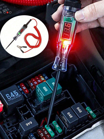 6V 12V 24V DC Car Truck Voltage Tester, Digital Display, Long Probe Pen, Bulb, Automotive Diagnostic Tool, Car Repair