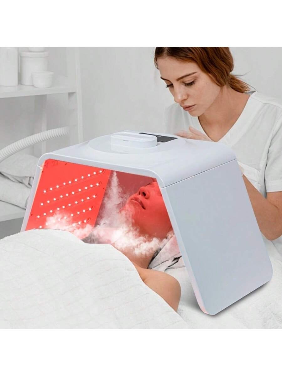 7-In-1 LED Photon Therapy Facial Mask, Foldable Light-Activated Face Steamer Mist Mask, Spa Facial And Neck/Body Beauty Device For Salon And Home Use