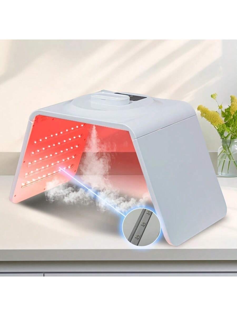 7-In-1 LED Photon Therapy Facial Mask, Foldable Light-Activated Face Steamer Mist Mask, Spa Facial And Neck/Body Beauty Device For Salon And Home Use