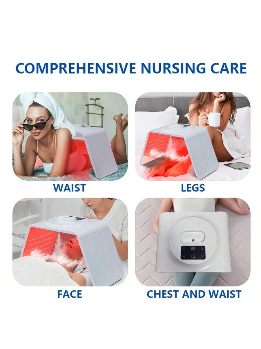 7-In-1 LED Photon Therapy Facial Mask, Foldable Light-Activated Face Steamer Mist Mask, Spa Facial And Neck/Body Beauty Device For Salon And Home Use