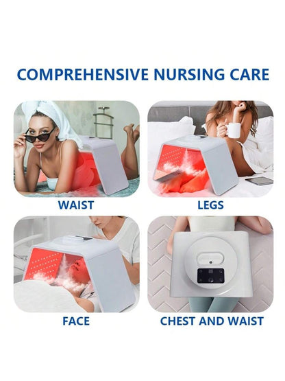 7-In-1 LED Photon Therapy Facial Mask, Foldable Light-Activated Face Steamer Mist Mask, Spa Facial And Neck/Body Beauty Device For Salon And Home Use