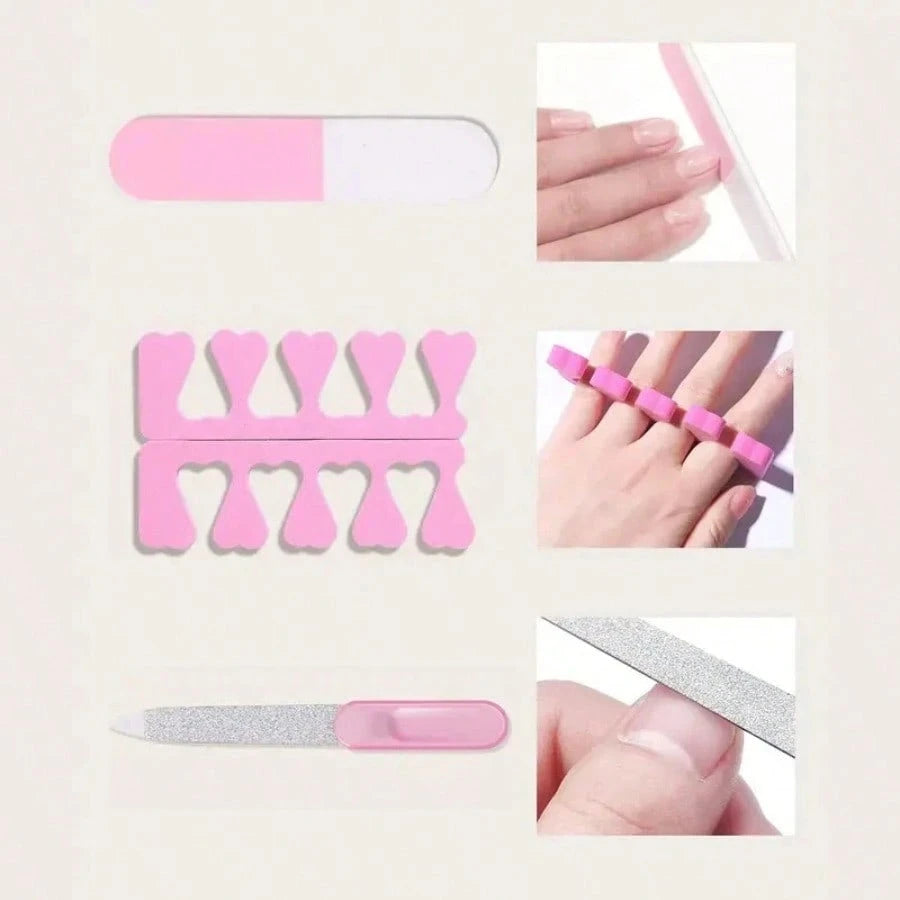 7-In-1 Nail Art Tool Set With Nail Lamp, Glue Drying Machine, Nail Polisher, Dead Skin Fork, Dead Skin Push, Finger Divider- Stainless Steel Kit For Professional Nail Artists