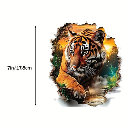 7 Inch Tiger Vinyl Decal Sticker, Solid Color Car Motorcycle Sticker, Easy Apply Waterproof Decal For Laptop, Water Bottle, Phone, Window, Cup, Cool Decor Sticker