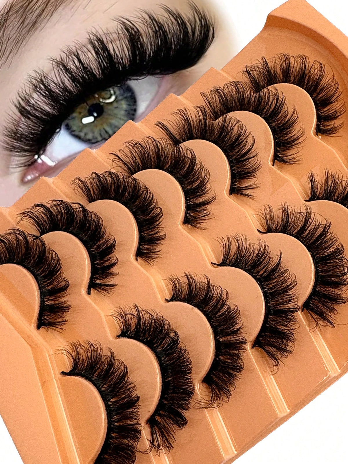 7 Pairs Of Faux Mink Fluffy Russian Volume DD Curl False Eyelashes, Dramatic Mink Lashes For Long Lasting Cat Eye & Corner Lift, Suitable For Beginners, Reusable Strip Lashes,Lashes,Eyelashes,Fake Las