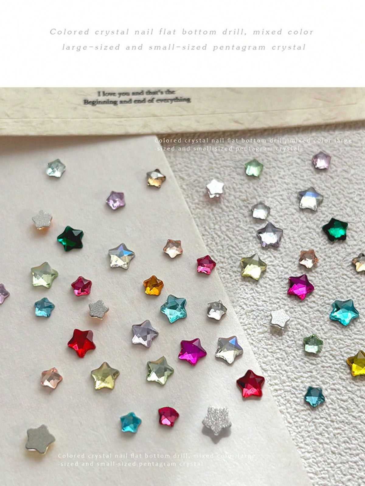 70pcs 4mm Colorful Star & Heart Shaped Nail Art Rhinestones, Assorted Glitter Nail Decorations, Suitable For Cute Nail Designs, Spring/Summer DIY Accessories Nail Charms