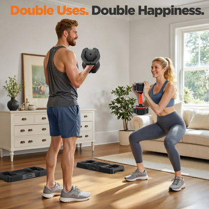 Premium Adjustable Dumbbell Set – 2 Pack, Up to 55 LB with Storage Case