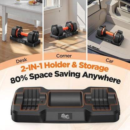 Premium Adjustable Dumbbell Set – 2 Pack, Up to 55 LB with Storage Case