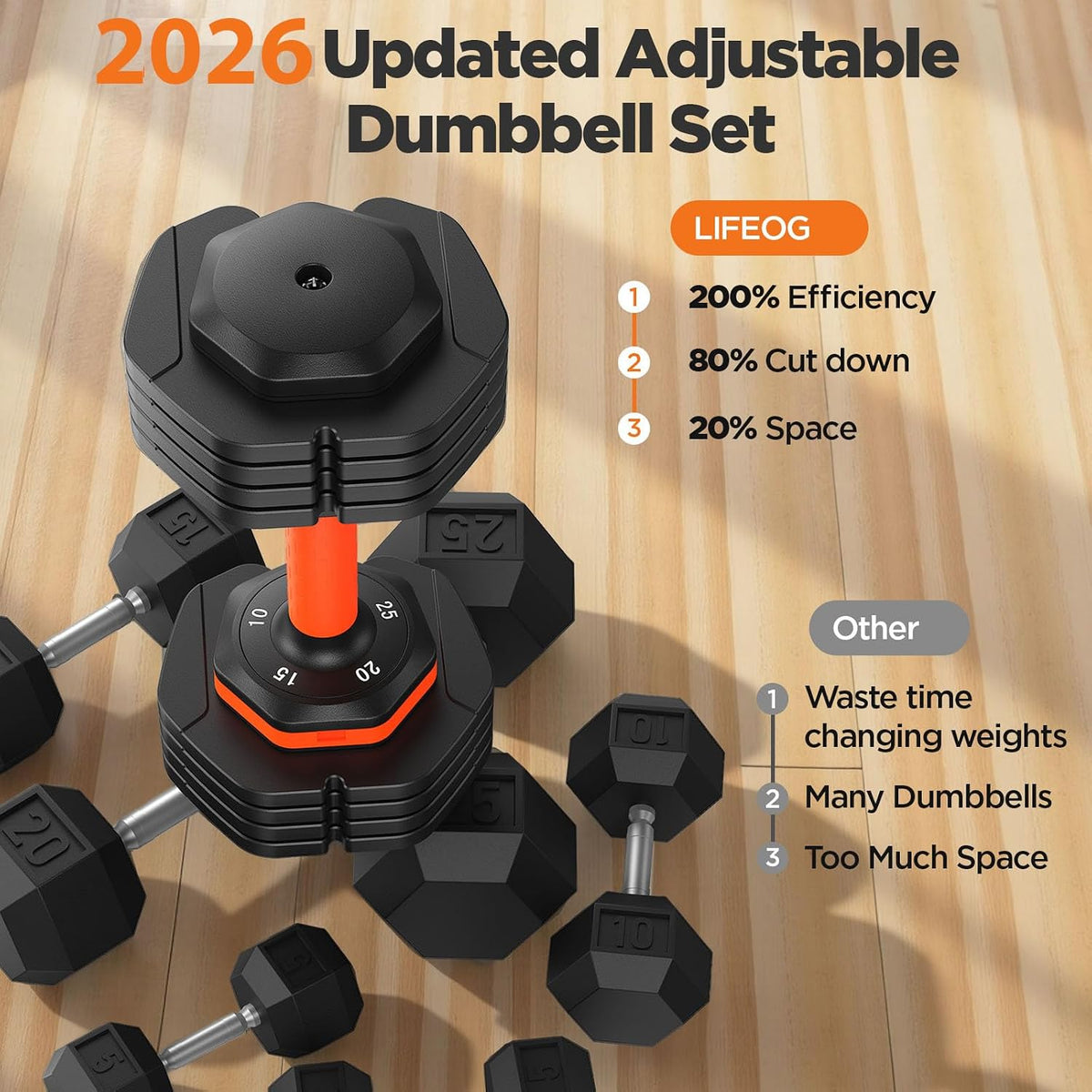 Premium Adjustable Dumbbell Set – 2 Pack, Up to 55 LB with Storage Case