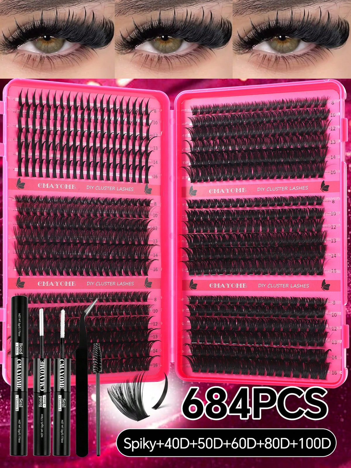 720/684/648/200pcs Multi-Style D-Curl Eyelash Cluster Set, 8-16mm Large Capacity Individual Lashes. Easy For DIY Daily Makeup Use At Home. Suitable For Date, Travel, Photography, Wedding, Holiday And