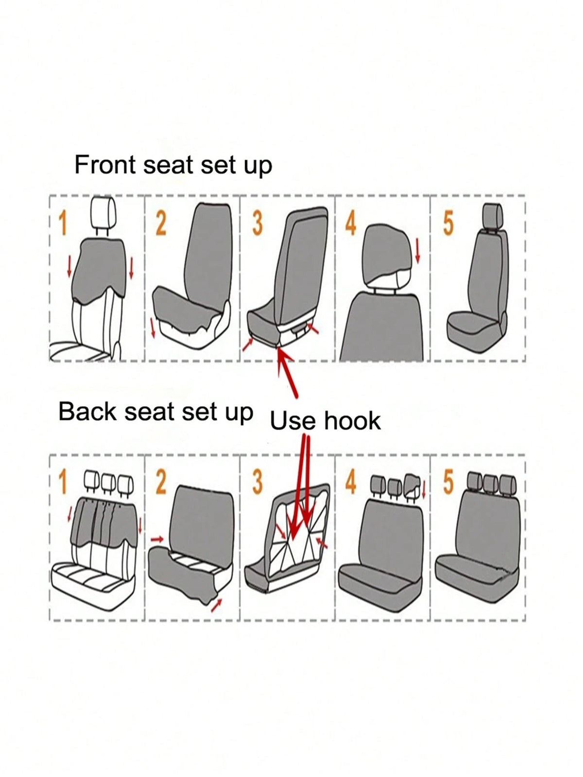 9pcs Car Seat Cover Set 5-Seat Universal PVC Leather 4mm Sponge Four Seasons Universal, Including 2 Front Seat Covers, 1 Backrest Cover, 1 Rear Seat Cover, 5 Headrest Covers,Car Seat Cover Full Set