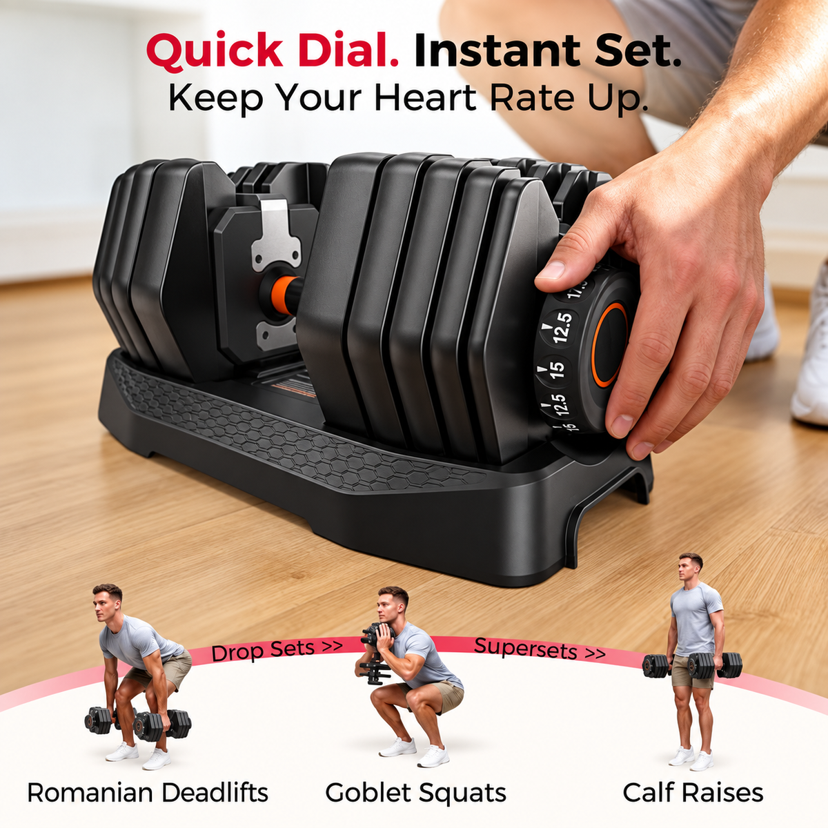 🔥 Fall Sale – 105LB 15-in-1 QuickDial Adjustable Dumbbell Set with Storage Box
