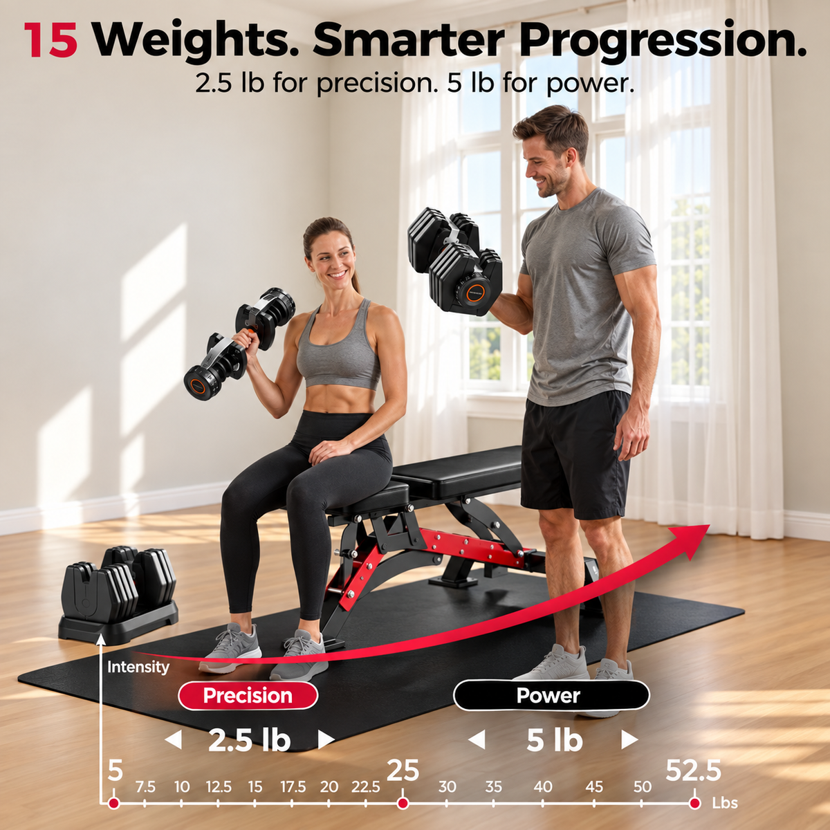 🔥 Fall Sale – 105LB 15-in-1 QuickDial Adjustable Dumbbell Set with Storage Box