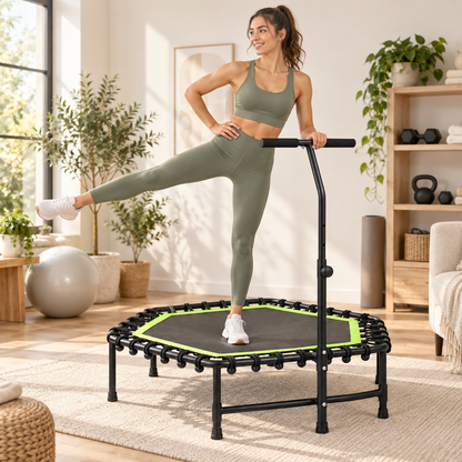 🔥 Summer Sale – 48-Inch Fitness Trampoline with Adjustable Handrail