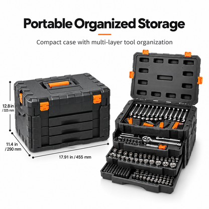 450-Piece Mechanics Tool & Socket Set – Complete Auto Repair Tool Kit