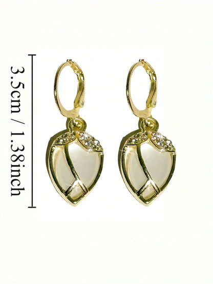 A Pair Creative Imitation Opal Stone Tulip-Shaped Earrings, Cute Earrings For Girls, Fashion, Wedding. Valentine's Day Accessories