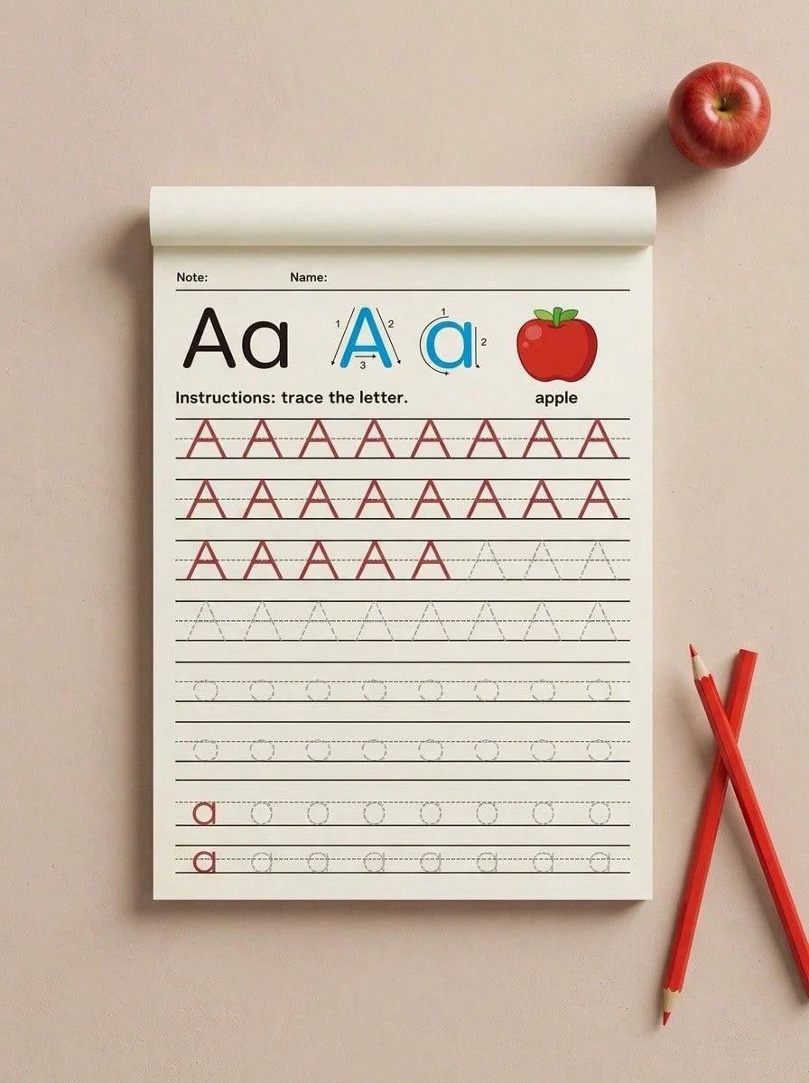 "ABC Tracing Letters Workbook: 32 Pages Of Alphabet & Number Tracing, Early Education Handwriting Practice, Perfect For Preschool Skill Building & Literacy Development"