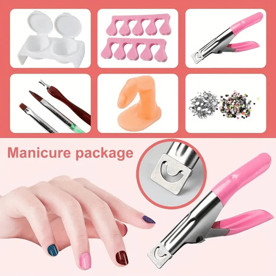 Acrylic Nail Kit For Beginners 12 Color Glitter Acrylic Powder White Clear Pink Acrylic Powder Nails Extension Professional Nails Kit Acrylic Set Manicure Tools Acrylic Supplies For Women(Without Acry
