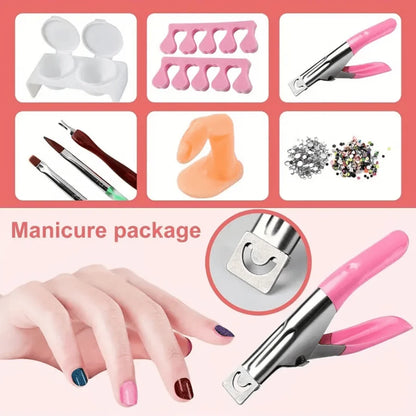 Acrylic Nail Kit For Beginners 12 Color Glitter Acrylic Powder White Clear Pink Acrylic Powder Nails Extension Professional Nails Kit Acrylic Set Manicure Tools Acrylic Supplies For Women(Without Acry