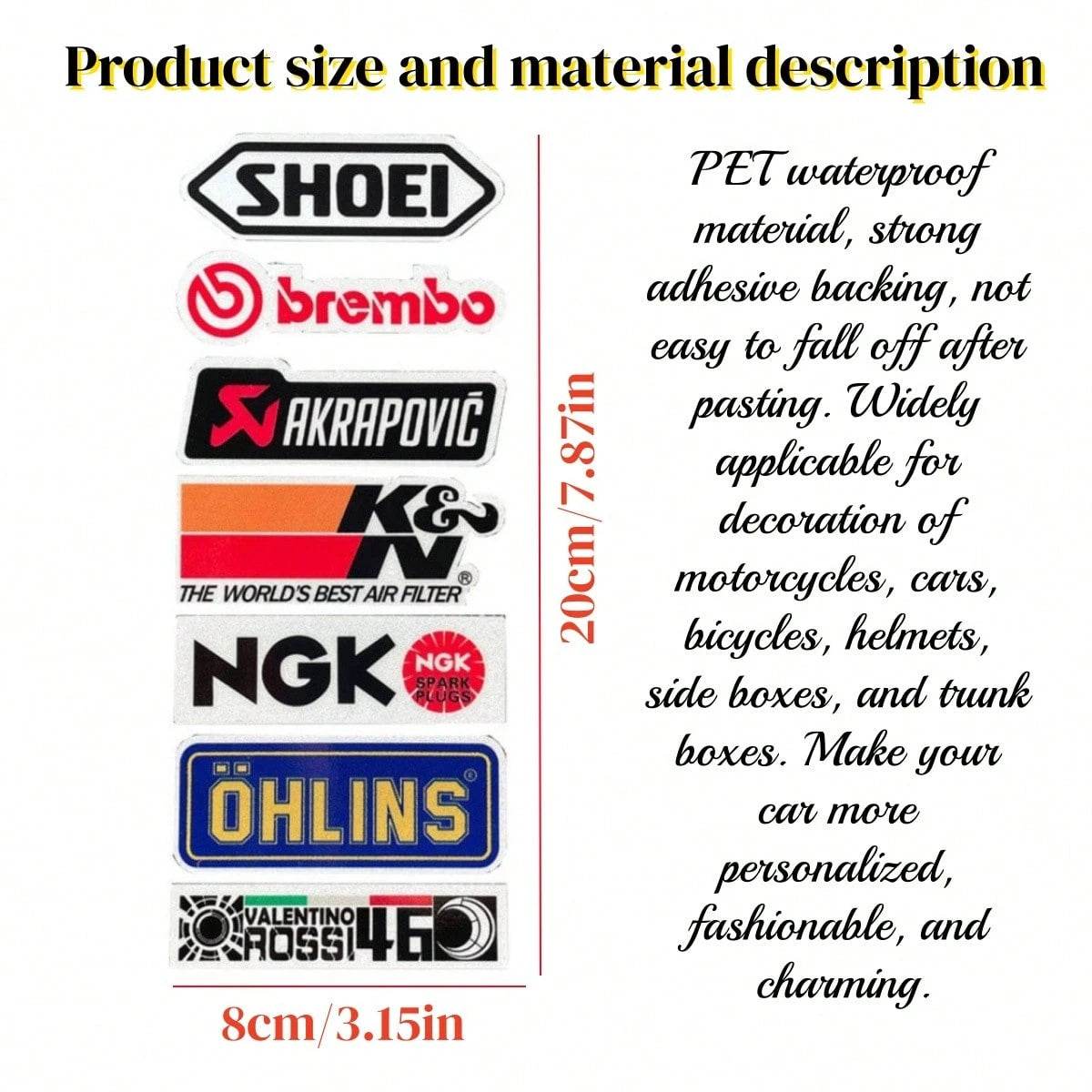 AD Waterproof, Sunscreen, Reflective Car Stickers, Sponsorship Motorcycle Stickers, Helmet Stickers, Electric Vehicle Motorcycle Decoration, Scratch Repair