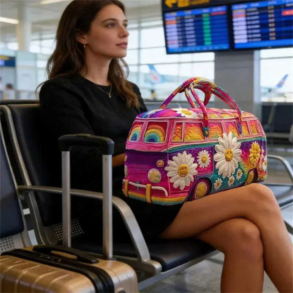 Adjustable Strap Quilted Duffle Bag Large Capacity 3D Quilting Craft Travel Duffel Bag Tote Bags Short-Distance Handbag