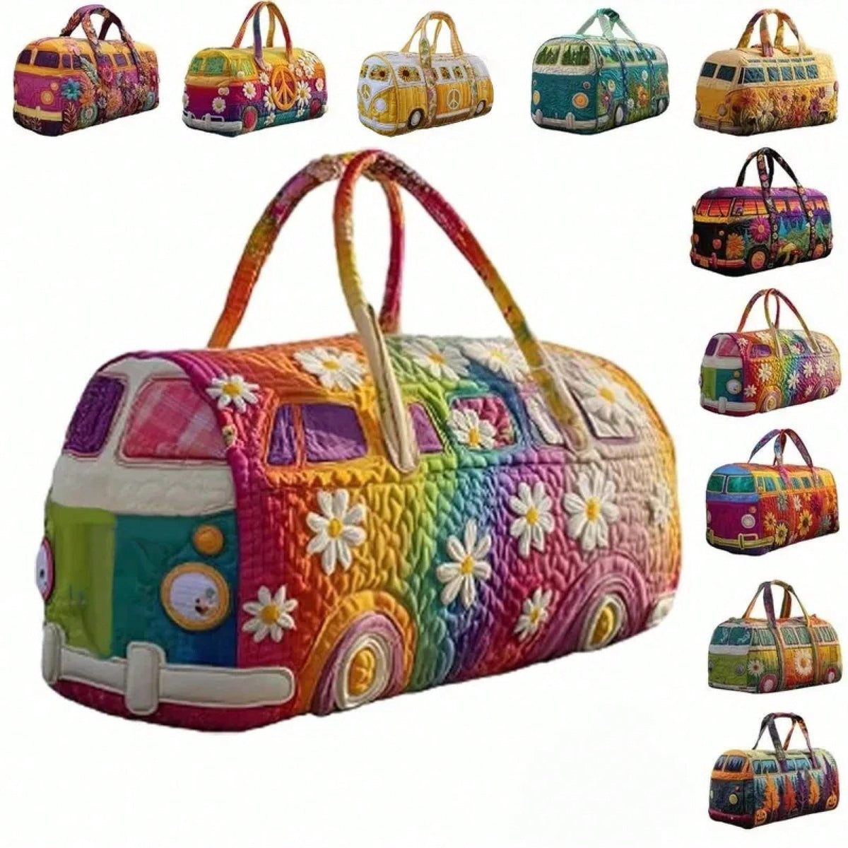 Adjustable Strap Quilted Duffle Bag Large Capacity 3D Quilting Craft Travel Duffel Bag Tote Bags Short-Distance Handbag