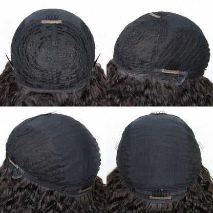 Afro Jerry Curly Human Hair 3 In 1 Half Wig Full Machine Made Scalp Top Wig Glueless Virgin Brazilian Afro Curly Wigs For Women 250% Density Natural Color Graduation Season Hairstyles