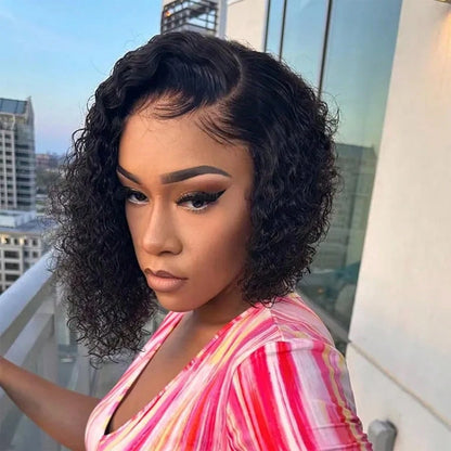 Afro Kinky Curly Bob Wig Human Hair 250 Density Jerry Curly Wig Human Hair 13x4 Hd Deep Wave Curly Bob Lace Front Wigs Human Hair Pre Plucked Glueless Short Curly Frontal Wigs For Brazilian Remy Hair