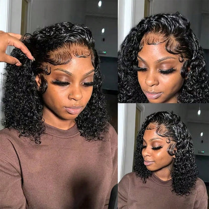 Afro Kinky Curly Bob Wig Human Hair 250 Density Jerry Curly Wig Human Hair 13x4 Hd Deep Wave Curly Bob Lace Front Wigs Human Hair Pre Plucked Glueless Short Curly Frontal Wigs For Brazilian Remy Hair