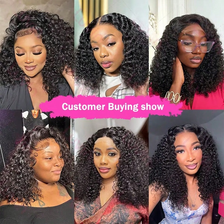 Afro Kinky Curly Bob Wig Human Hair 250 Density Jerry Curly Wig Human Hair 13x4 Hd Deep Wave Curly Bob Lace Front Wigs Human Hair Pre Plucked Glueless Short Curly Frontal Wigs For Brazilian Remy Hair