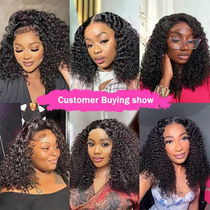 Afro Kinky Curly Bob Wig Human Hair 250 Density Jerry Curly Wig Human Hair 13x4 Hd Deep Wave Curly Bob Lace Front Wigs Human Hair Pre Plucked Glueless Short Curly Frontal Wigs For Brazilian Remy Hair
