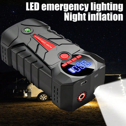 All-In-One Car Jump Starter,6000mAh 600A Start 1000A Peak 150PSI Tire Inflator,Type-C USB Power Bank LED Emergency Light For 12V Gas Vehicles,Portable Roadside Emergency Must-Have,Gift For Drivers Roa