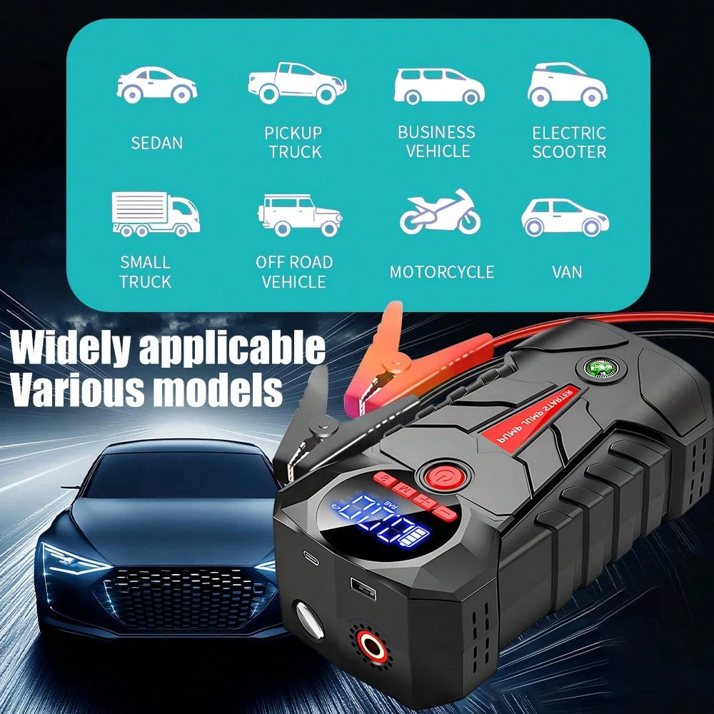 All-In-One Car Jump Starter,6000mAh 600A Start 1000A Peak 150PSI Tire Inflator,Type-C USB Power Bank LED Emergency Light For 12V Gas Vehicles,Portable Roadside Emergency Must-Have,Gift For Drivers Roa