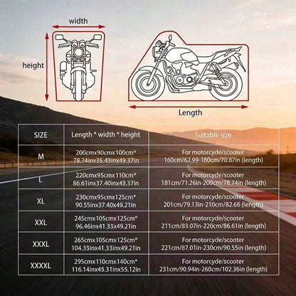 All Season Waterproof Motorcycle Cover, UV Resistant Dustproof Motorbike Cover With Reflective Strips, Windproof Buckle, Lock Hole, For Scooter, Cruiser, Sport Bike, Touring Bike, Moped, Multiple Size