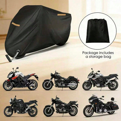 All Season Waterproof Motorcycle Cover, UV Resistant Dustproof Motorbike Cover With Reflective Strips, Windproof Buckle, Lock Hole, For Scooter, Cruiser, Sport Bike, Touring Bike, Moped, Multiple Size