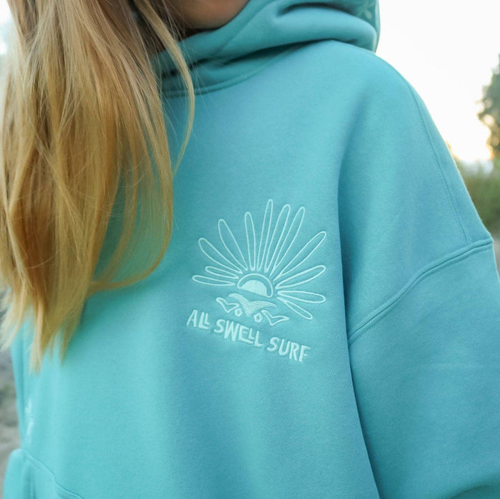 All Swell Surf Embroidered Hoodie - Sea Glass Surf (Youth)
