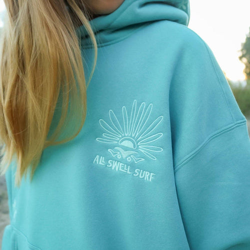 All Swell Surf Embroidered Hoodie - Sea Glass Surf (Youth)