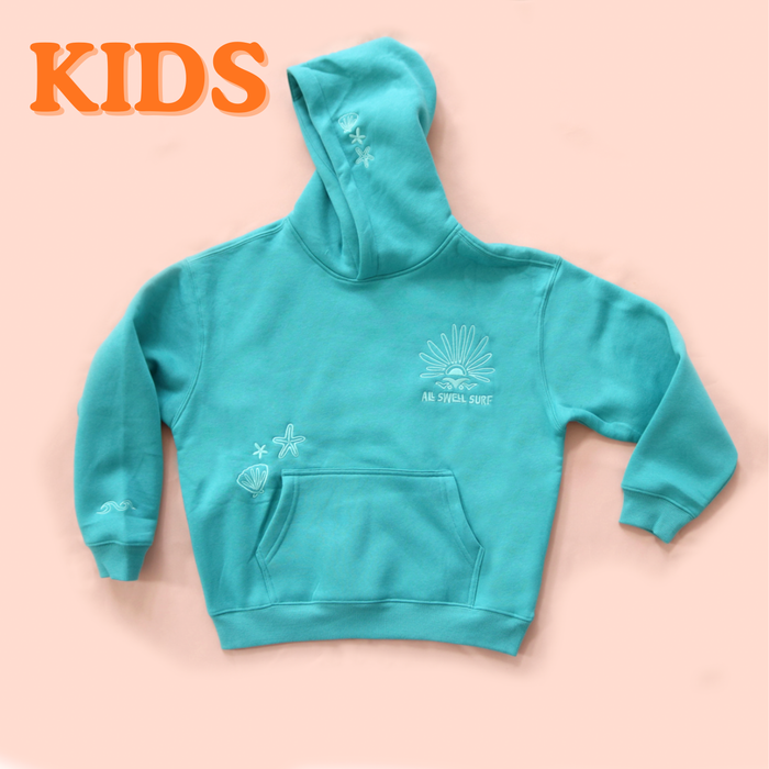 All Swell Surf Embroidered Hoodie - Sea Glass Surf (Youth)